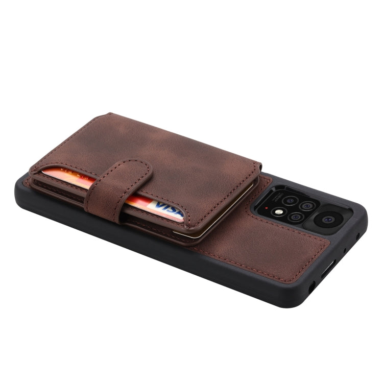For Xiaomi Redmi Note 11S / Note 11 4G Global Skin Feel Dream RFID Anti-theft PU Card Bag Phone Case