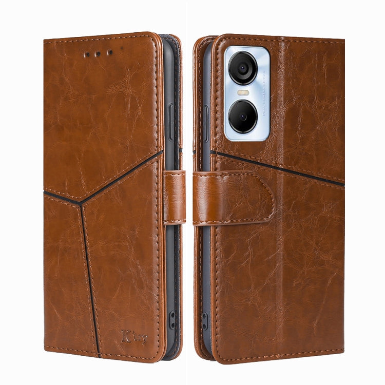 For Tecno Pop 6 Pro Geometric Stitching Flip Leather Phone Case