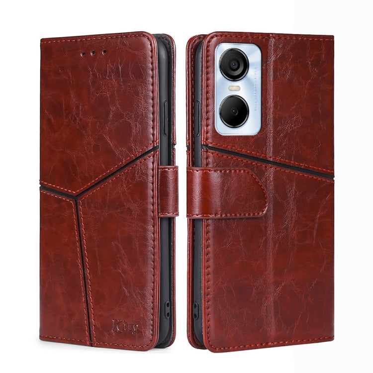 For Tecno Pop 6 Pro Geometric Stitching Flip Leather Phone Case