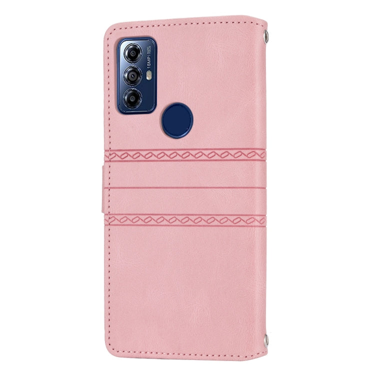 For Motorola Moto G Play 5G Embossed Stripes Skin Feel Leather Phone Case