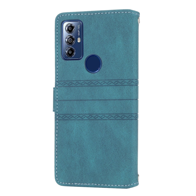 For Motorola Moto G Play 5G Embossed Stripes Skin Feel Leather Phone Case