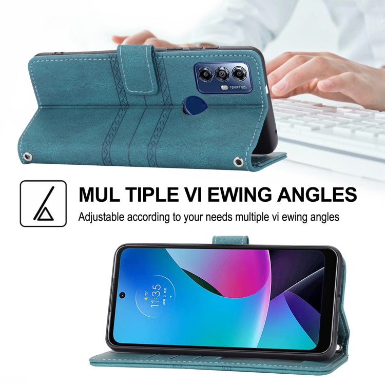 For Motorola Moto G Play 5G Embossed Stripes Skin Feel Leather Phone Case