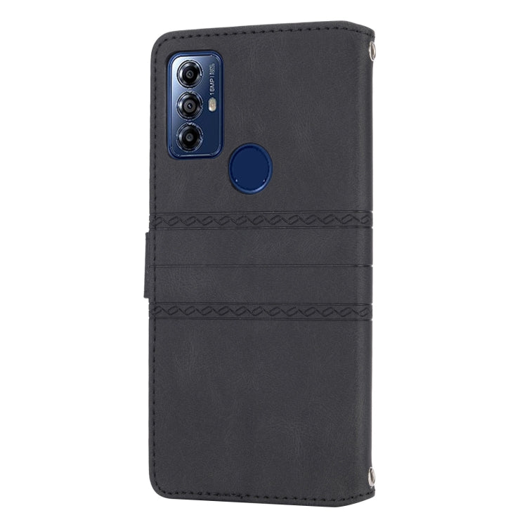 For Motorola Moto G Play 5G Embossed Stripes Skin Feel Leather Phone Case