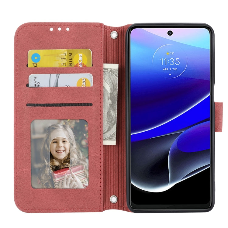 For Motorola Moto G Stylus 5G 2023 Embossed Stripes Skin Feel Leather Phone Case