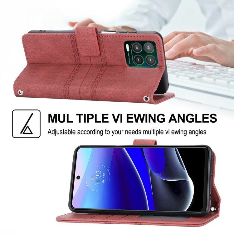 For Motorola Moto G Stylus 5G 2023 Embossed Stripes Skin Feel Leather Phone Case