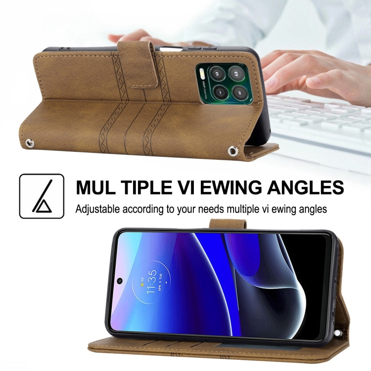 For Motorola Moto G Stylus 5G 2023 Embossed Stripes Skin Feel Leather Phone Case