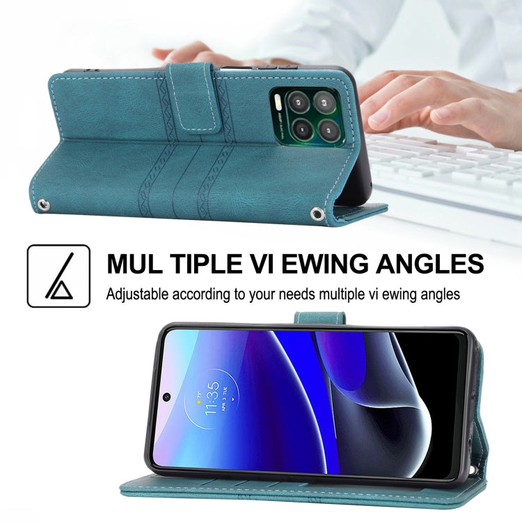 For Motorola Moto G Stylus 5G 2023 Embossed Stripes Skin Feel Leather Phone Case