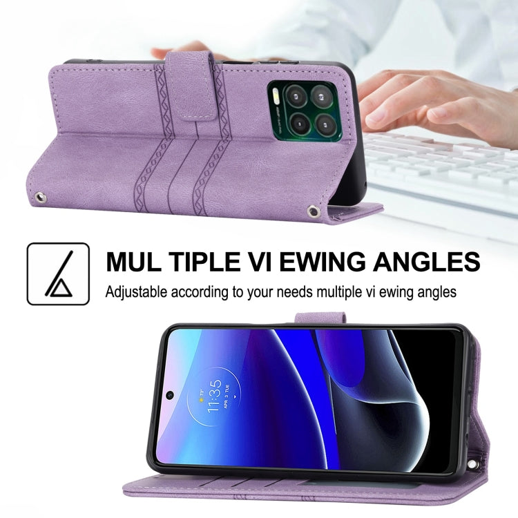 For Motorola Moto G Stylus 5G 2023 Embossed Stripes Skin Feel Leather Phone Case