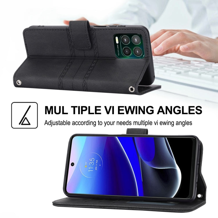 For Motorola Moto G Stylus 5G 2023 Embossed Stripes Skin Feel Leather Phone Case