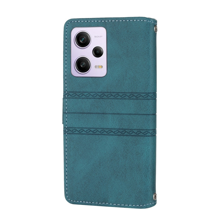 For Xiaomi Redmi Note 12 5G Global Embossed Stripes Skin Feel Leather Phone Case