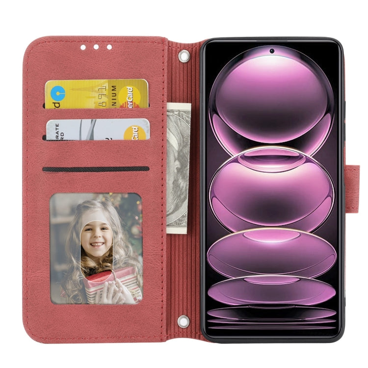 For Redmi Note 12 Pro+ 5G Global Embossed Stripes Skin Feel Leather Phone Case