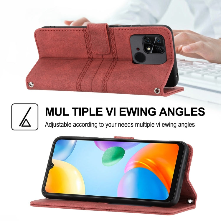 For Xiaomi Redmi 12C Embossed Stripes Skin Feel Leather Phone Case