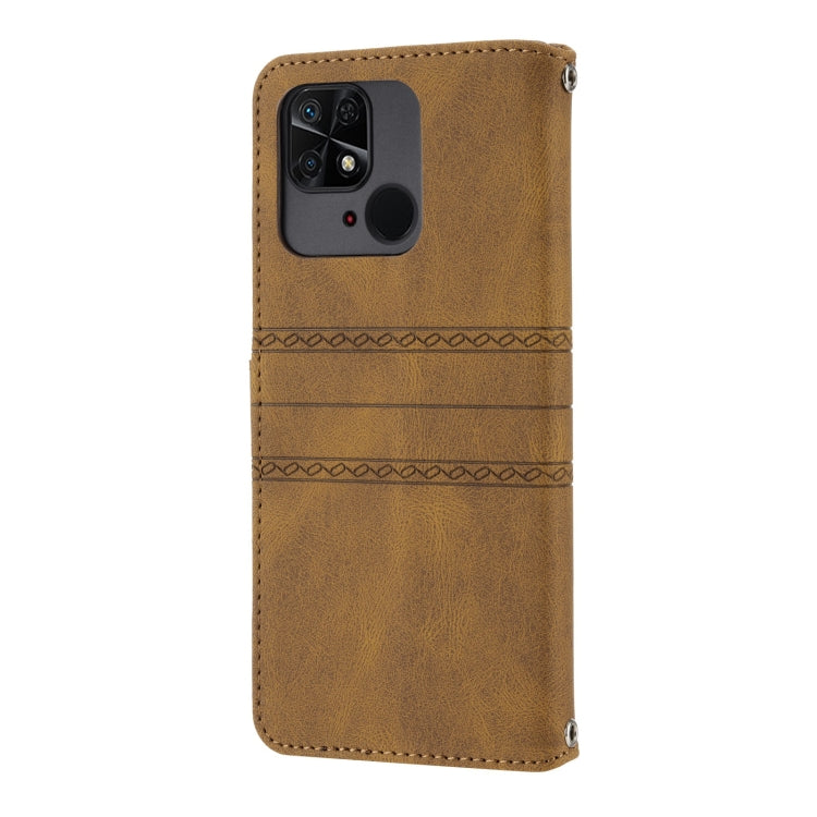 For Xiaomi Redmi 12C Embossed Stripes Skin Feel Leather Phone Case