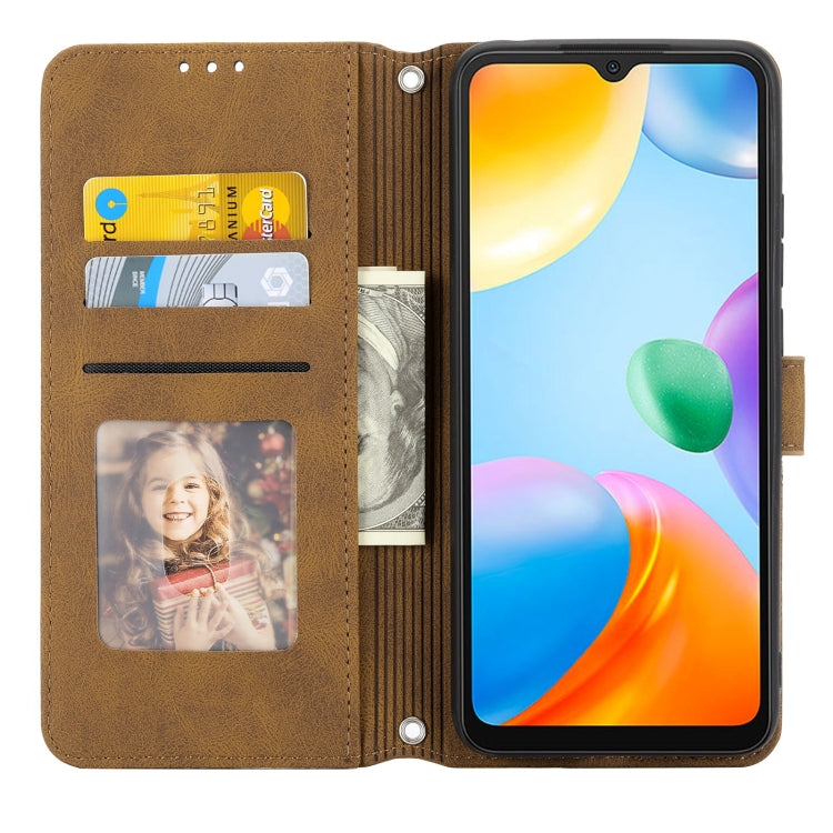 For Xiaomi Redmi 12C Embossed Stripes Skin Feel Leather Phone Case