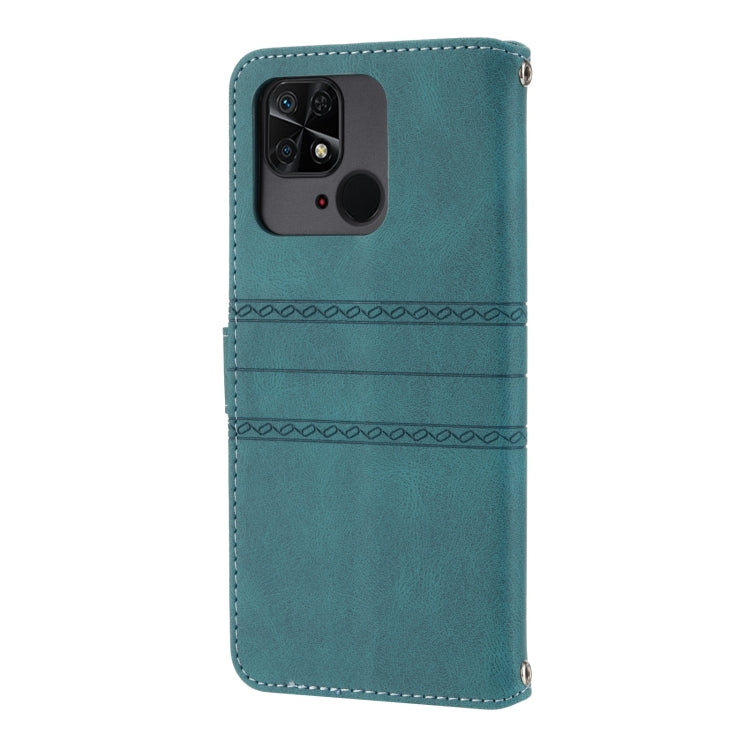 For Xiaomi Redmi 12C Embossed Stripes Skin Feel Leather Phone Case