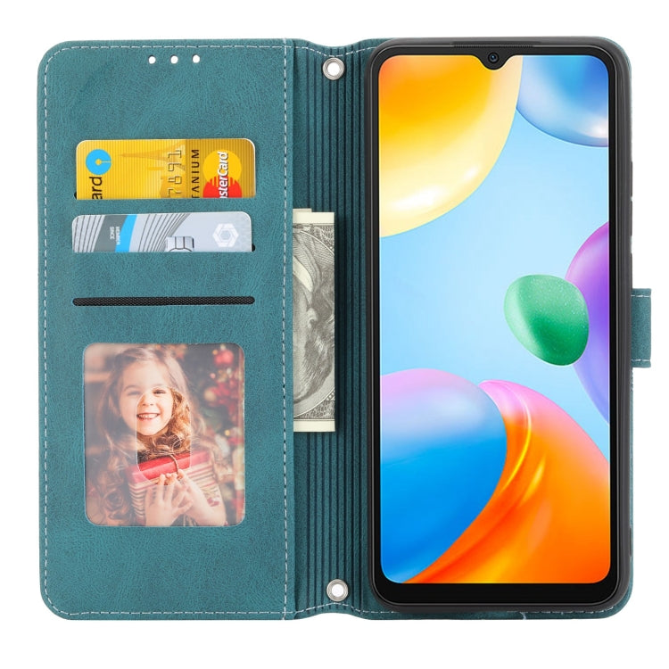 For Xiaomi Redmi 12C Embossed Stripes Skin Feel Leather Phone Case