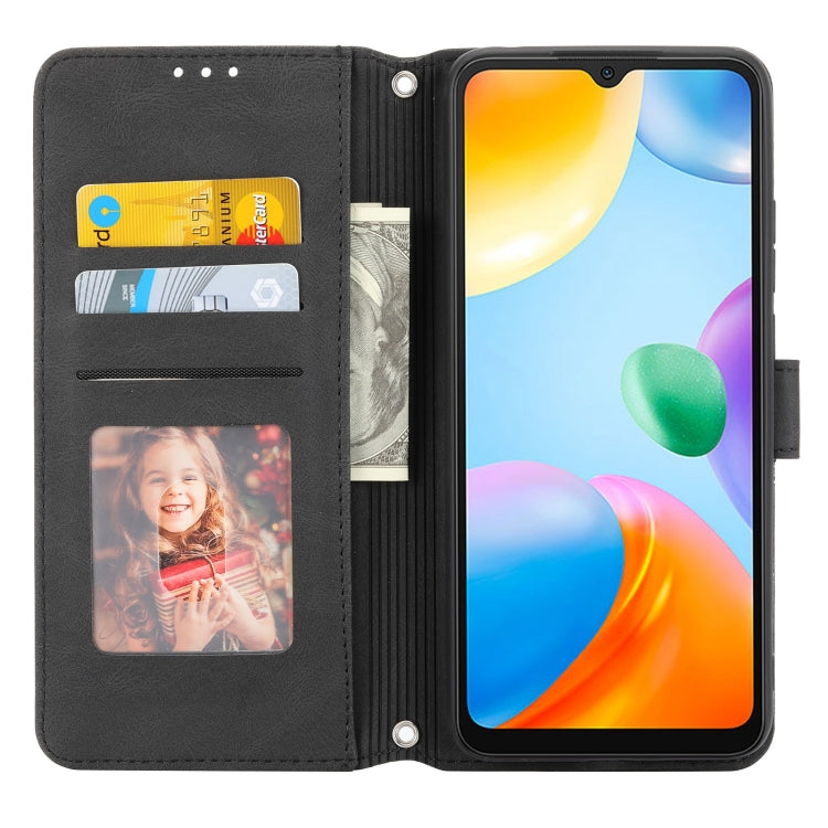 For Xiaomi Redmi 12C Embossed Stripes Skin Feel Leather Phone Case
