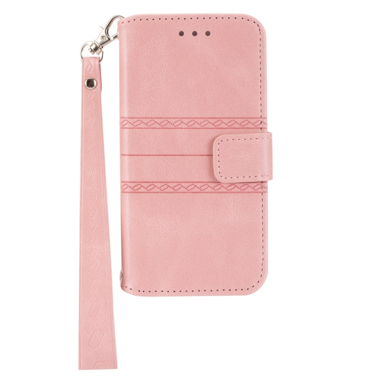 For Samsung Galaxy S23 5G Embossed Stripes Skin Feel Leather Phone Case