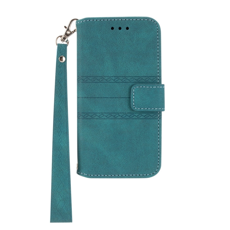 For Samsung Galaxy S23 5G Embossed Stripes Skin Feel Leather Phone Case