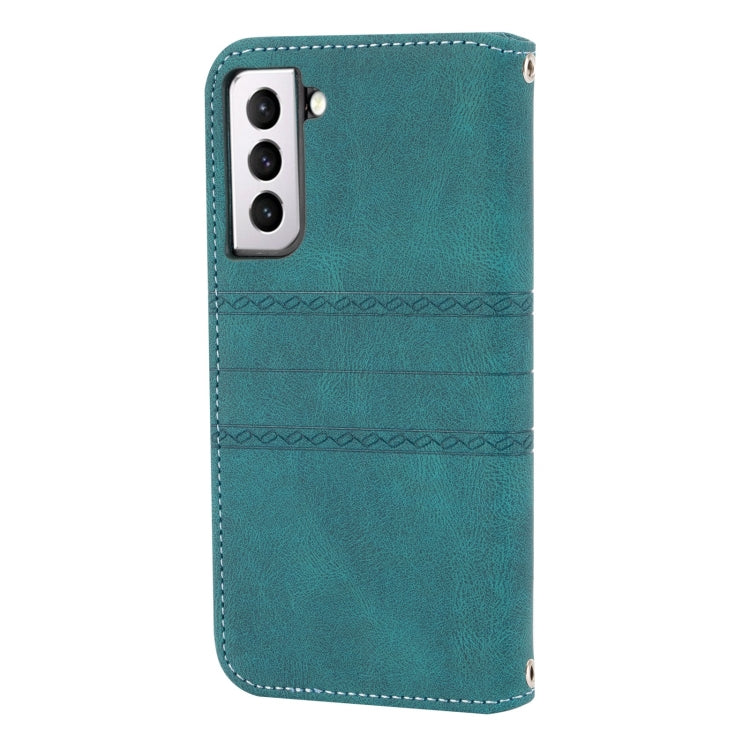 For Samsung Galaxy S23 5G Embossed Stripes Skin Feel Leather Phone Case