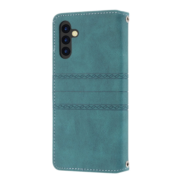 For Samsung Galaxy A34 5G Embossed Stripes Skin Feel Leather Phone Case