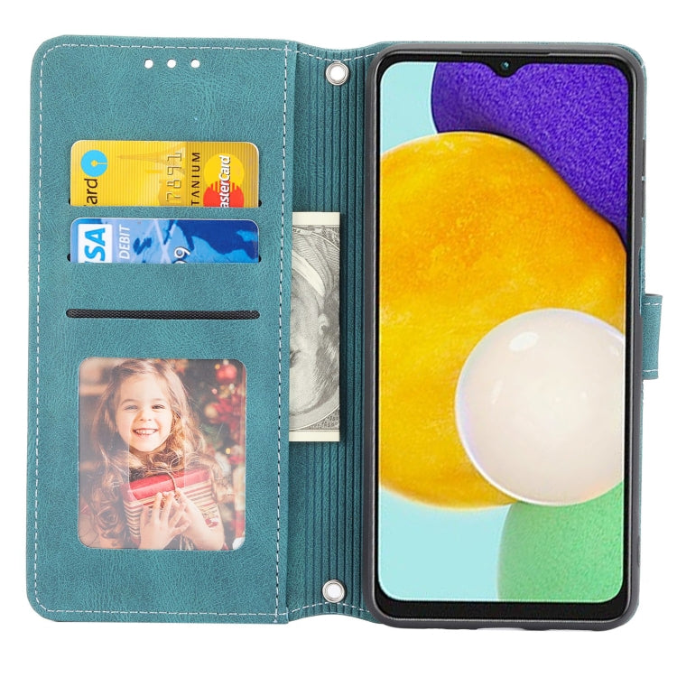 For Samsung Galaxy A34 5G Embossed Stripes Skin Feel Leather Phone Case