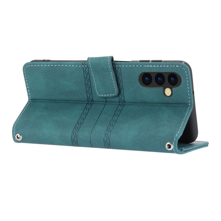 For Samsung Galaxy A34 5G Embossed Stripes Skin Feel Leather Phone Case