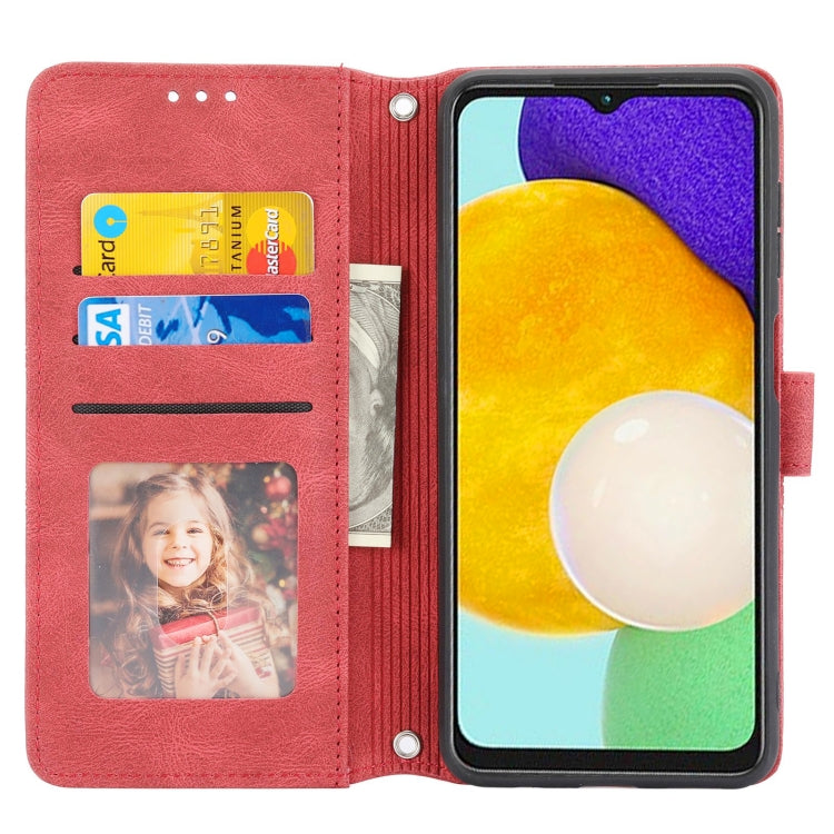 For Samsung Galaxy A54 5G Embossed Stripes Skin Feel Leather Phone Case