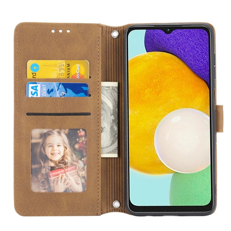 For Samsung Galaxy A54 5G Embossed Stripes Skin Feel Leather Phone Case