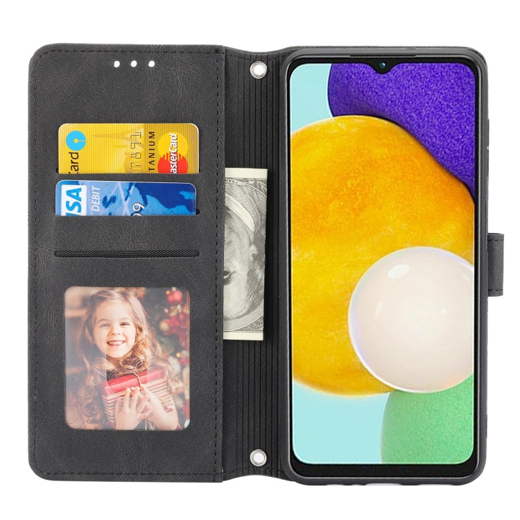 For Samsung Galaxy A54 5G Embossed Stripes Skin Feel Leather Phone Case