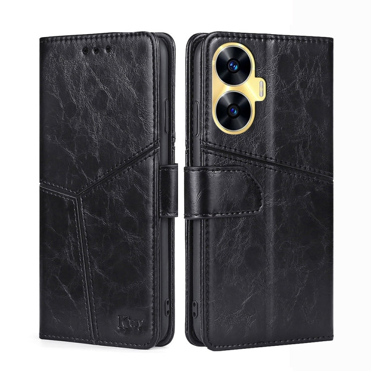 For Realme C55 4G Geometric Stitching Flip Leather Phone Case