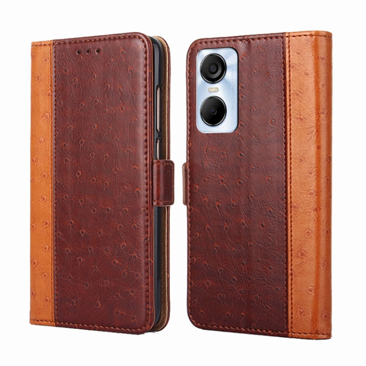 For Tecno Pop 6 Pro Ostrich Texture Flip Leather Phone Case