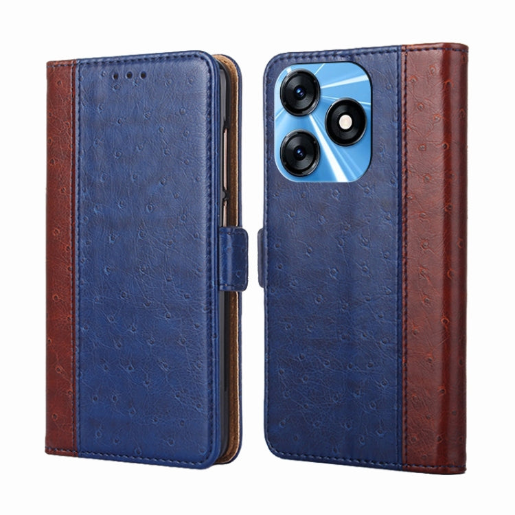 For Tecno Spark 10 4G Ostrich Texture Flip Leather Phone Case