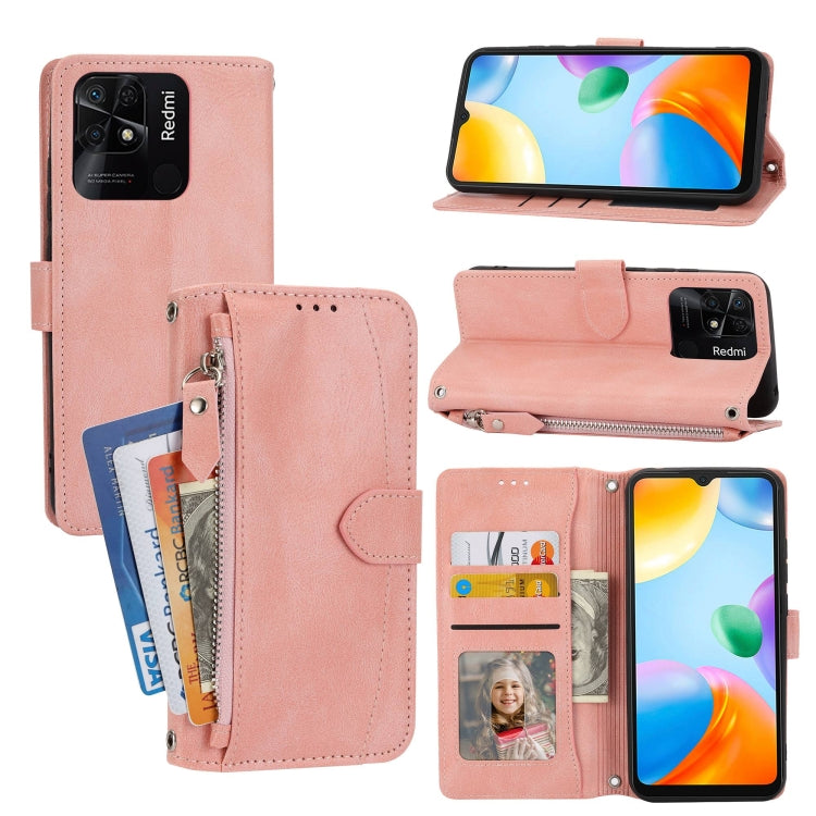 For Xiaomi Redmi 12C Oil Skin Zipper Wallet Leather Phone Case