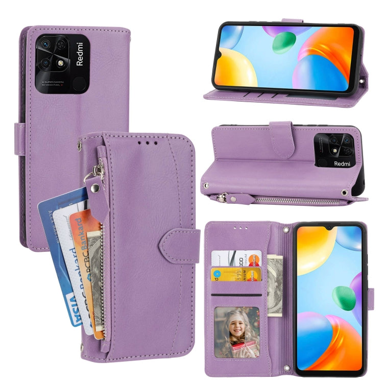 For Xiaomi Redmi 12C Oil Skin Zipper Wallet Leather Phone Case