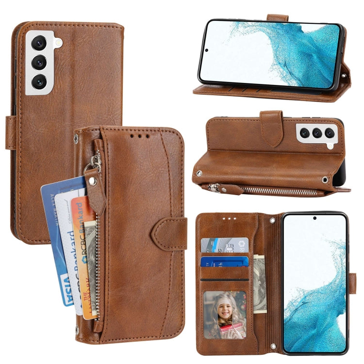 For Samsung Galaxy S23 5G Oil Skin Zipper Wallet Leather Phone Case
