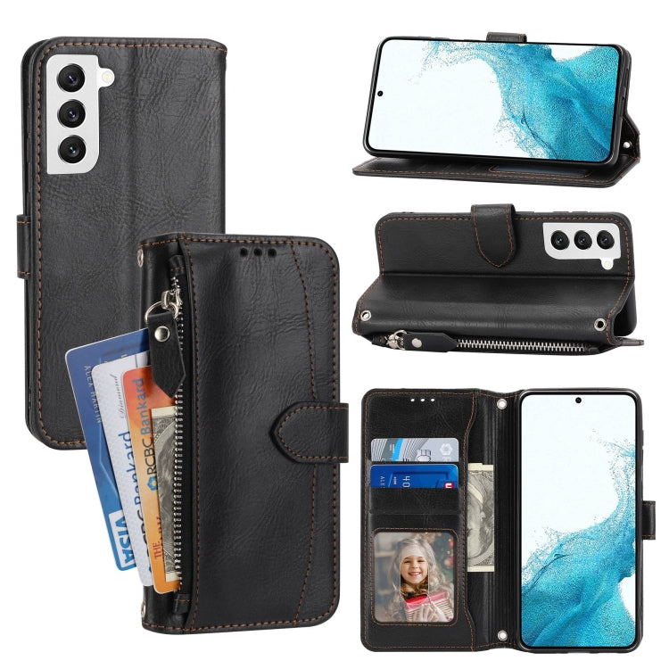 For Samsung Galaxy S23 5G Oil Skin Zipper Wallet Leather Phone Case