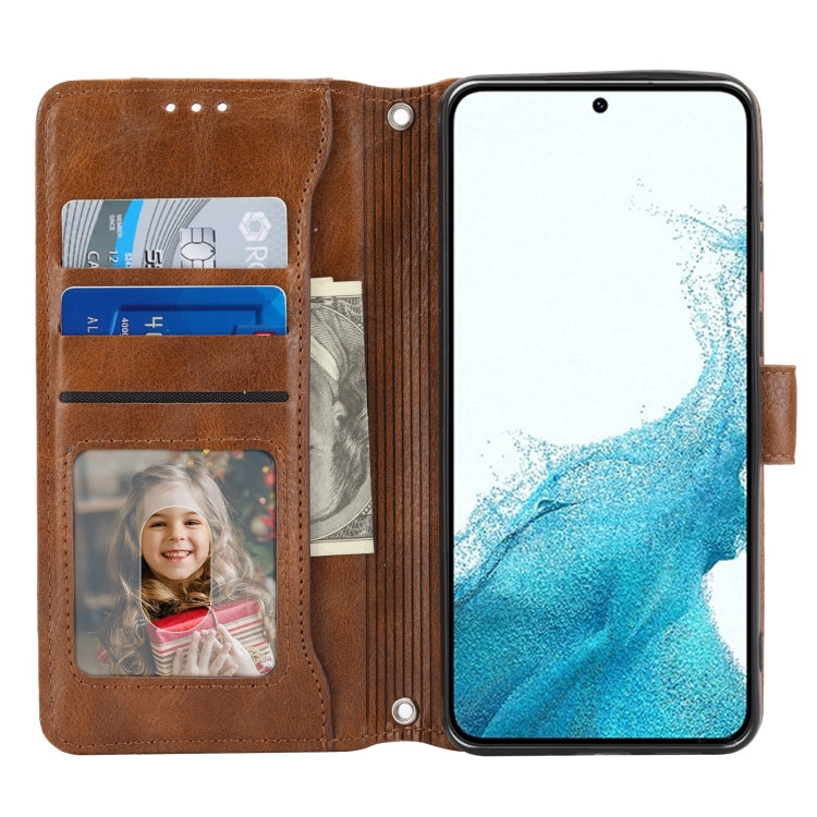 For Samsung Galaxy S23+ 5G Oil Skin Zipper Wallet Leather Phone Case
