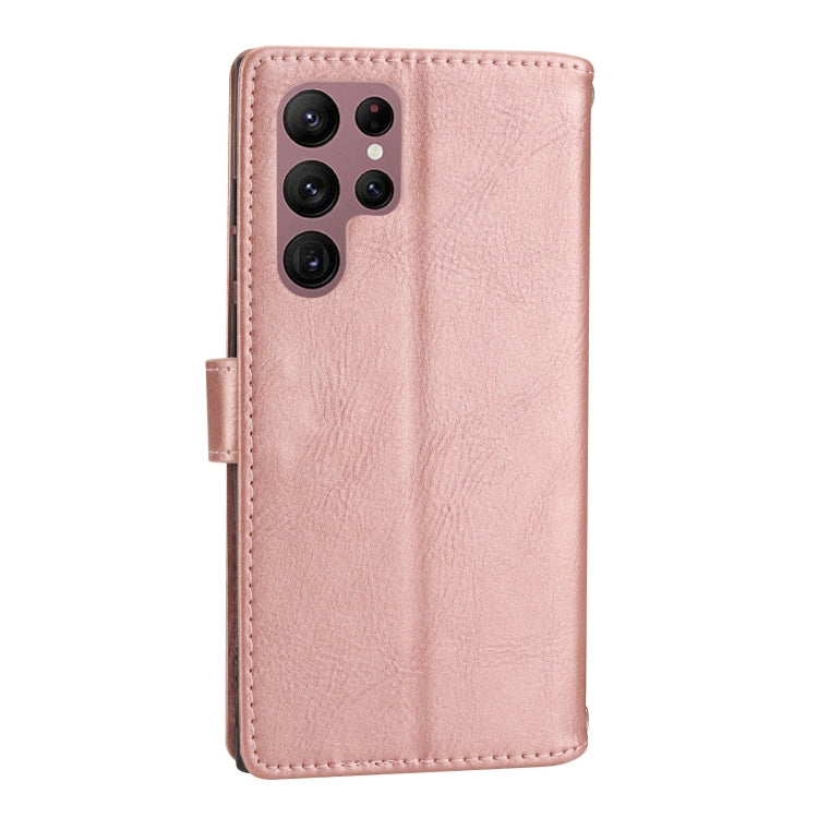 For Samsung Galaxy S23 Ultra 5G Oil Skin Zipper Wallet Leather Phone Case