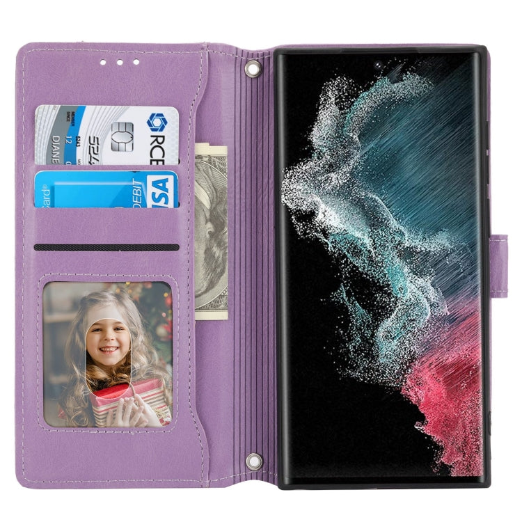 For Samsung Galaxy S23 Ultra 5G Oil Skin Zipper Wallet Leather Phone Case