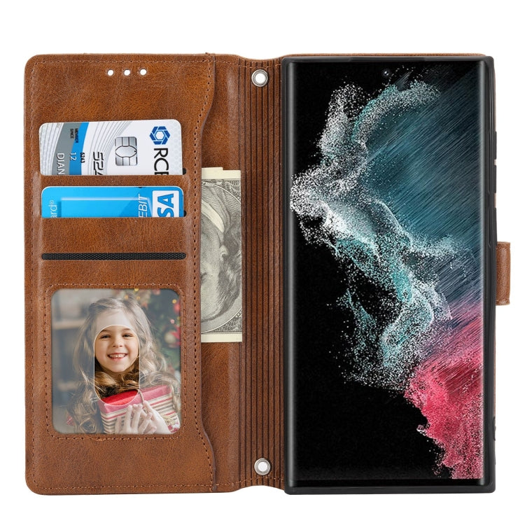 For Samsung Galaxy S23 Ultra 5G Oil Skin Zipper Wallet Leather Phone Case