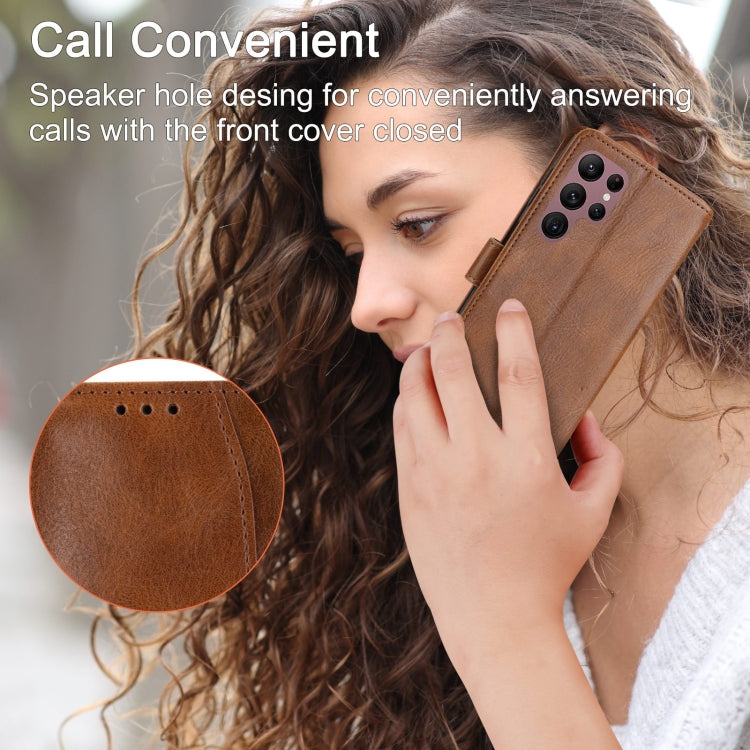 For Samsung Galaxy S23 Ultra 5G Oil Skin Zipper Wallet Leather Phone Case