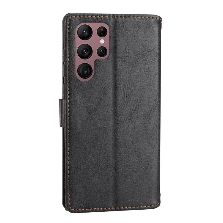 For Samsung Galaxy S23 Ultra 5G Oil Skin Zipper Wallet Leather Phone Case