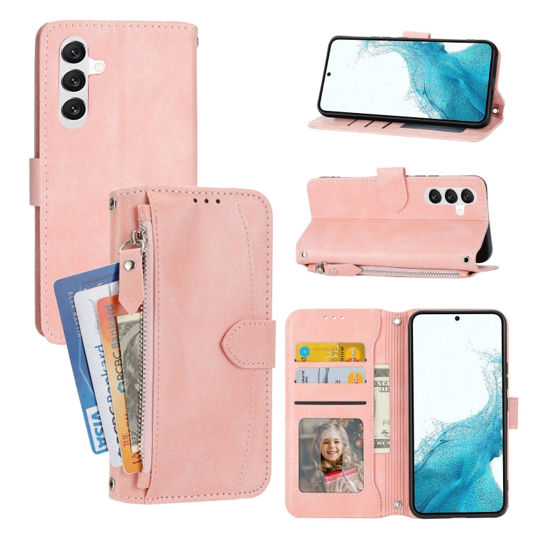 For Samsung Galaxy A34 5G Oil Skin Zipper Wallet Leather Phone Case
