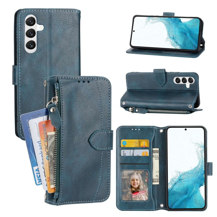 For Samsung Galaxy A34 5G Oil Skin Zipper Wallet Leather Phone Case