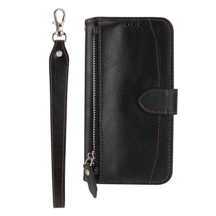 For Samsung Galaxy A34 5G Oil Skin Zipper Wallet Leather Phone Case