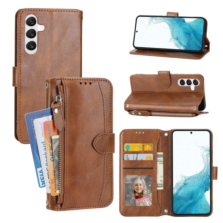 For Samsung Galaxy A54 5G Oil Skin Zipper Wallet Leather Phone Case