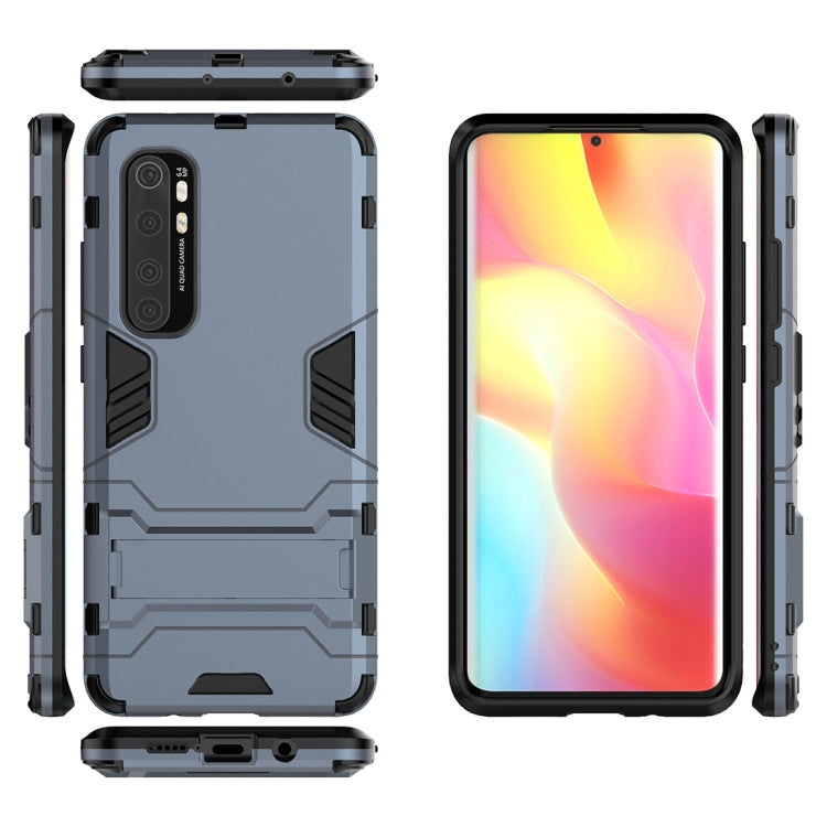 For Xiaomi Mi Note 10 Lite PC + TPU Anti-fall Protective Case with Invisible Holder(Blue)