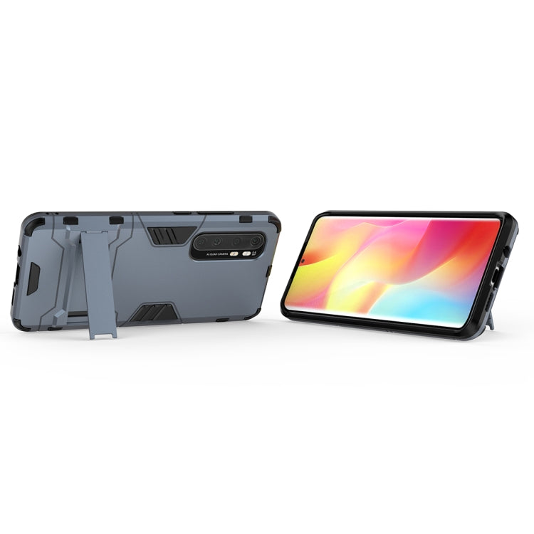 For Xiaomi Mi Note 10 Lite PC + TPU Anti-fall Protective Case with Invisible Holder(Blue)