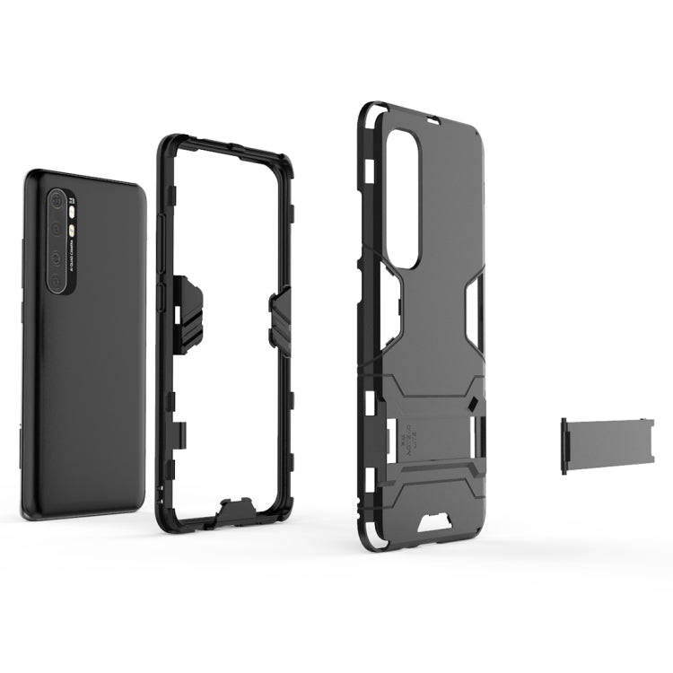 For Xiaomi Mi Note 10 Lite PC + TPU Anti-fall Protective Case with Invisible Holder(Blue)